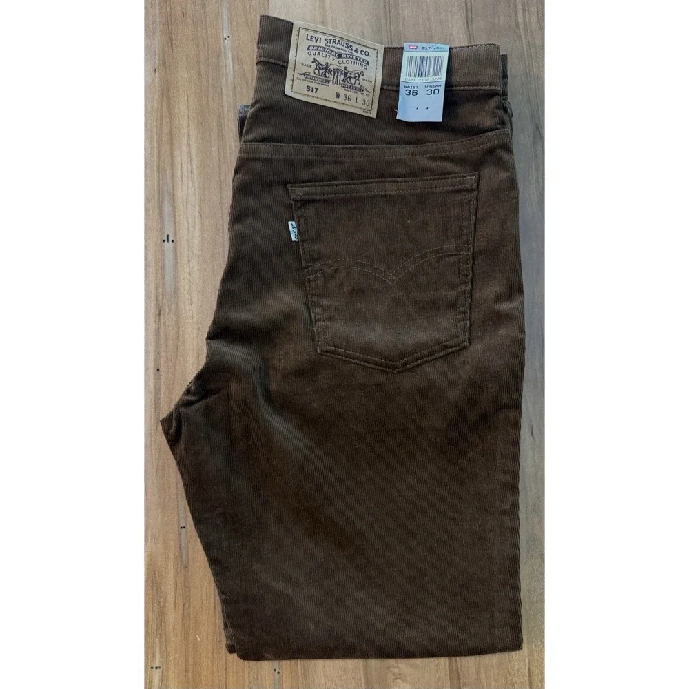 Vintage Levi's 517 Mens 36x32 Bootcut Brown Corduroy Pants White Tag Deadstock
